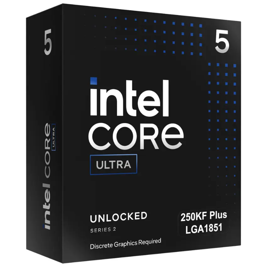 Procesador Intel Core Ultra 5 250KF Plus, 4.2GHz, 18 Núcleos, 30MB L3, Sin cooler/disipador, Sin video, Socket LGA1851, BOX Procesador Intel Core Ultra 5 250KF Plus, 4.2GHz, 18 Núcleos, 30MB L3, Sin cooler/disipador, Sin video, Socket LGA1851, BOX