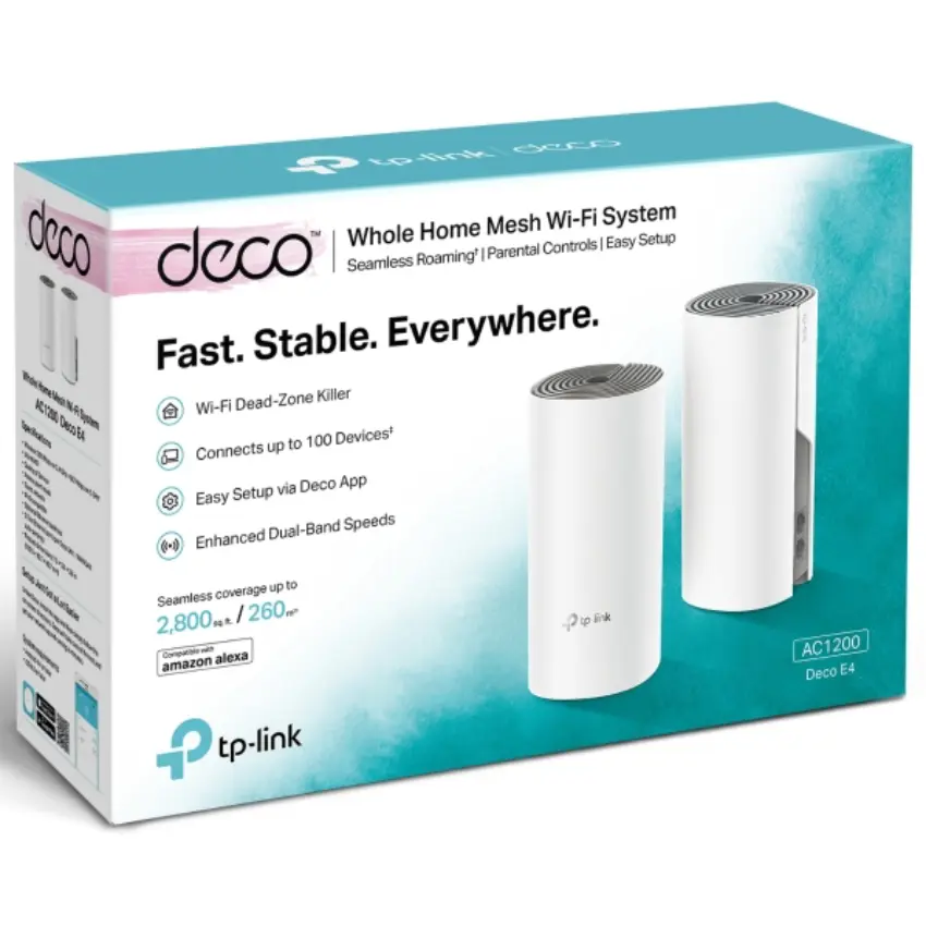 Sistema Wi-Fi Mesh TP-Link Deco E4, AC1200, Doble Banda, Pack de 2