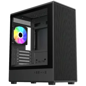 Gabinete Cooler Master Elite 350, Micro ATX, Sin Fuente, Vidrio Templado, 4 Fan 12 cm ARGB, Negro