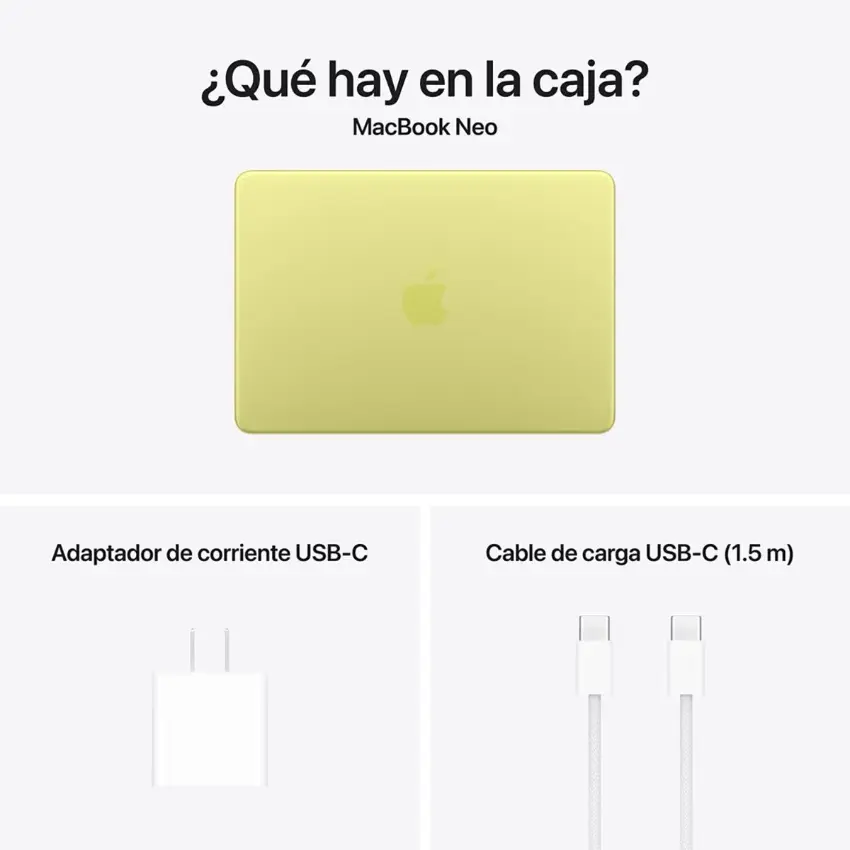 Apple MacBook Neo de 13", Chip A18 Pro, Citrus, Amarillo Limón Apple MacBook Neo de 13", Chip A18 Pro, Citrus, Amarillo Limón
