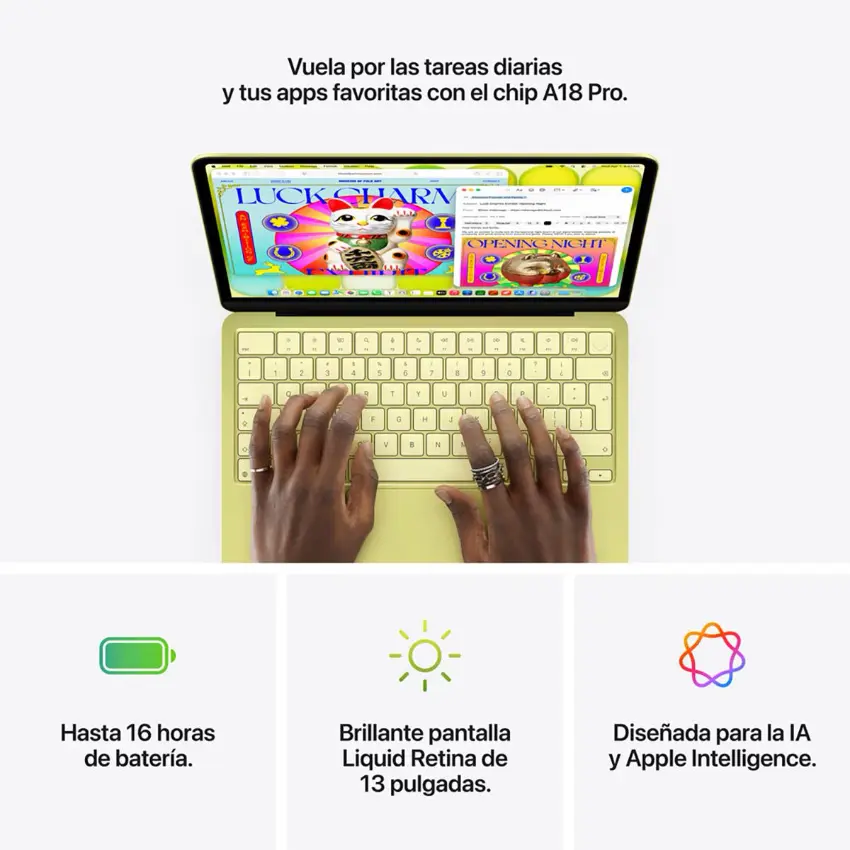 Apple MacBook Neo de 13", Chip A18 Pro, Citrus, Amarillo Limón Apple MacBook Neo de 13", Chip A18 Pro, Citrus, Amarillo Limón