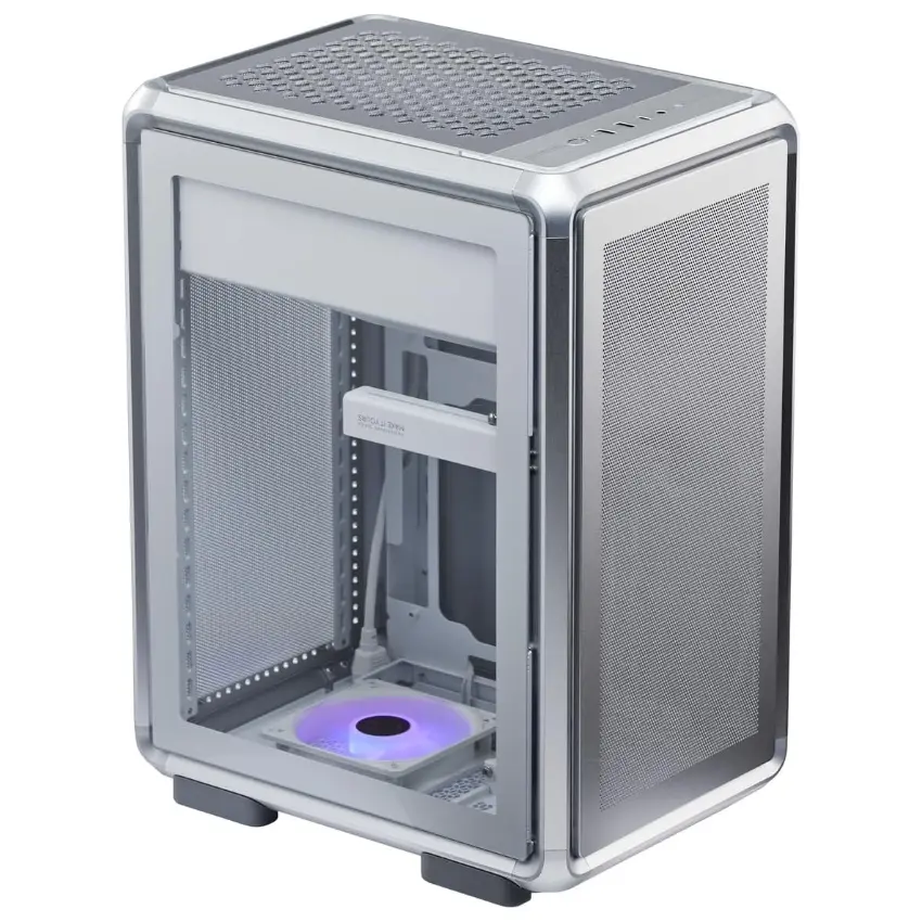 Gabinete Cooler Master MasterFrame 400 Mesh, Micro-ATX, Sin Fuente, Vidrio Templado, 1 Fan 12 cm ARGB, Plateado Gabinete Cooler Master MasterFrame 400 Mesh, Micro-ATX, Sin Fuente, Vidrio Templado, 1 Fan 12 cm ARGB, Plateado