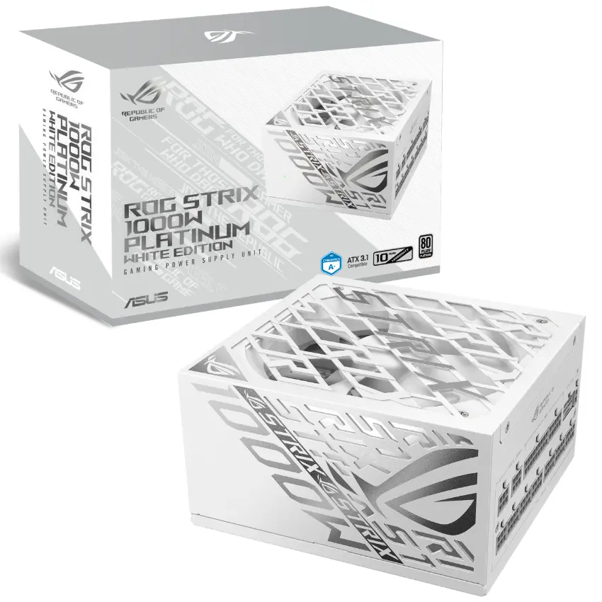 Fuente de alimentación modular ASUS ROG Strix 1000W Platinum White Edition Fuente de alimentación modular ASUS ROG Strix 1000W Platinum White Edition