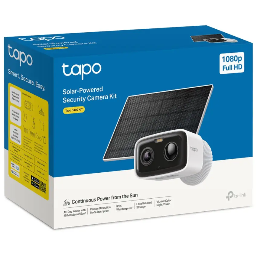 Kit de Cámara de Seguridad Wi-Fi con Energía Solar TP-Link Tapo C400, 1080p, 2 MP, Visión nocturna, Exterior Kit de Cámara de Seguridad Wi-Fi con Energía Solar TP-Link Tapo C400, 1080p, 2 MP, Visión nocturna, Exterior