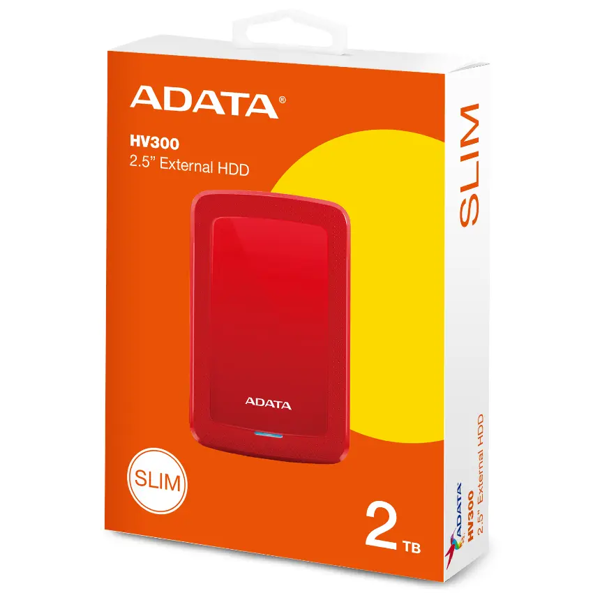 Disco Externo ADATA HV300 2TB, USB 3.2 Gen 1, Rojo