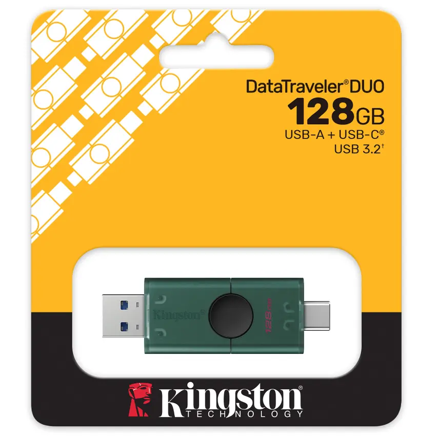 Pendrive Kingston DataTraveler Duo, 128GB, USB tipo C, Verde/Negro