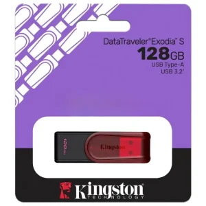 Pendrive Kingston DataTraveler Exodia S, 128GB, USB 3.2 Gen 1, Negro/Rojo