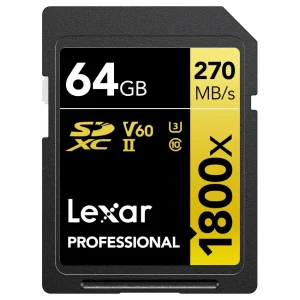 Tarjeta de Memoria SDXC Lexar 1800x 64GB, UHS-II, U3, V60, Clase 10