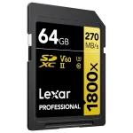 Tarjeta de Memoria SDXC Lexar 1800x 64GB, UHS-II, U3, V60, Clase 10