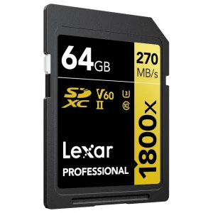 Tarjeta de Memoria SDXC Lexar 1800x 64GB, UHS-II, U3, V60, Clase 10