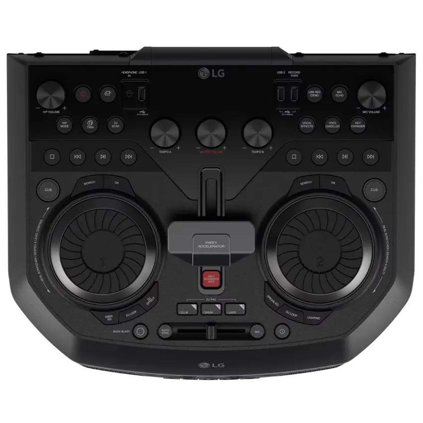 Torre de Sonido LG XBOOM OK99M, Woofer 12", Potencia 2000W, Karaoke Star, Luces LED, DJ Partylink, Bluetooth, Negro Torre de Sonido LG XBOOM OK99M, Woofer 12", Potencia 2000W, Karaoke Star, Luces LED, DJ Partylink, Bluetooth, Negro