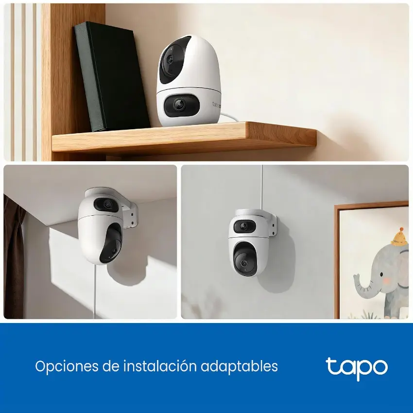 Cámara de Seguridad Wi-Fi TP-Link Tapo C245D, 2K, 3 MP, Doble lente, Pan / Tilt, Visión nocturna, Interior