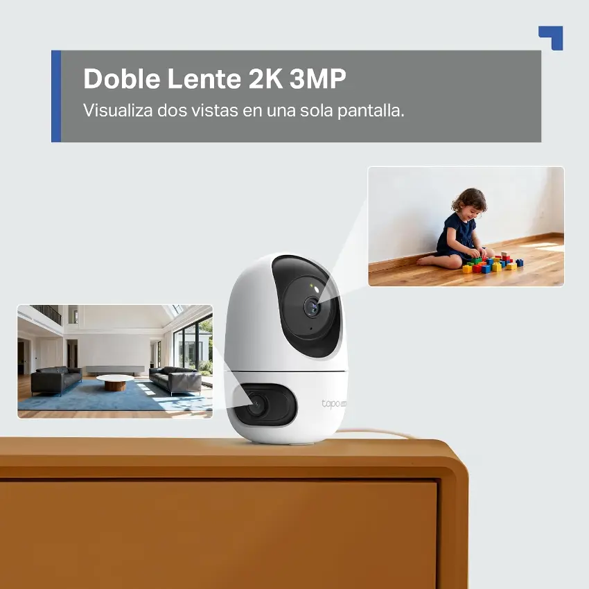 Cámara de Seguridad Wi-Fi TP-Link Tapo C245D, 2K, 3 MP, Doble lente, Pan / Tilt, Visión nocturna, Interior