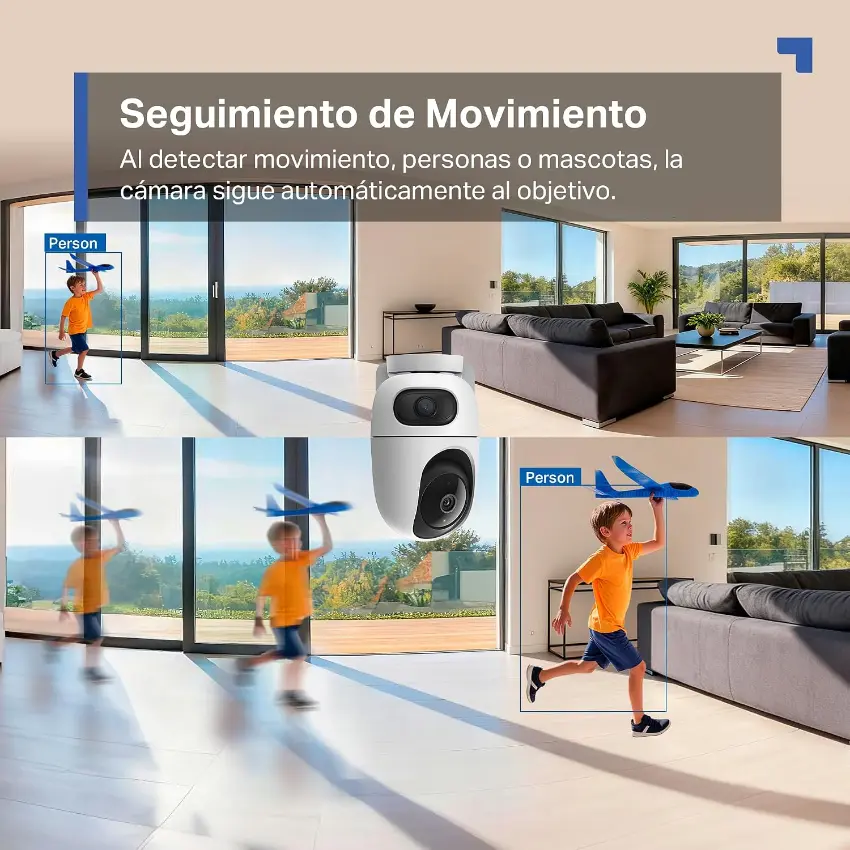 Cámara de Seguridad Wi-Fi TP-Link Tapo C245D, 2K, 3 MP, Doble lente, Pan / Tilt, Visión nocturna, Interior