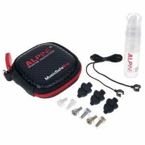 Protectores Auditivos Alpine MusicSafe Pro, Negro, Con Estuche, Cordón, Spray de Limpieza