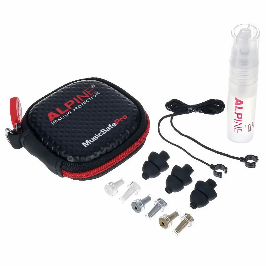 Protectores Auditivos Alpine MusicSafe Pro, Negro, Con Estuche, Cordón, Spray de Limpieza