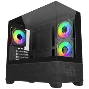 Gabinete Cooler Master Elite 490, Micro-ATX, Sin Fuente, 2 Vidrios Templados, 3 Fan 12 cm ARGB, Negro