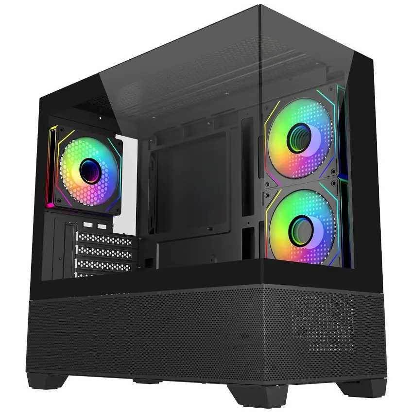 Gabinete Cooler Master Elite 490, Micro-ATX, Sin Fuente, 2 Vidrios Templados, 3 Fan 12 cm ARGB, Negro Gabinete Cooler Master Elite 490, Micro-ATX, Sin Fuente, 2 Vidrios Templados, 3 Fan 12 cm ARGB, Negro