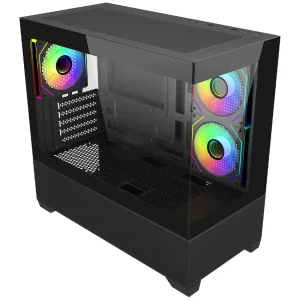 Gabinete Cooler Master Elite 490, Micro-ATX, Sin Fuente, 2 Vidrios Templados, 3 Fan 12 cm ARGB, Negro