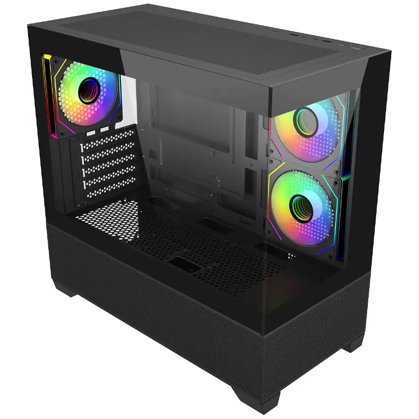 Gabinete Cooler Master Elite 490, Micro-ATX, Sin Fuente, 2 Vidrios Templados, 3 Fan 12 cm ARGB, Negro Gabinete Cooler Master Elite 490, Micro-ATX, Sin Fuente, 2 Vidrios Templados, 3 Fan 12 cm ARGB, Negro